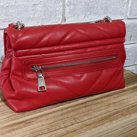Badgley Mischka red quilted shoulder bag purse‎ - Picture 6 of 7